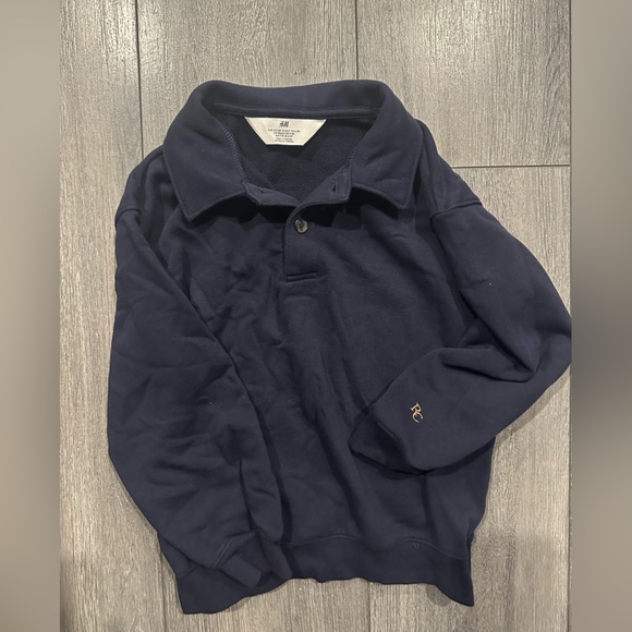 Navy Blue rugby Button-Up Sweater - Picture 1 of 1